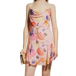 Milly Eva Pink Seashell Cowl Neck Mini Dress Size 2